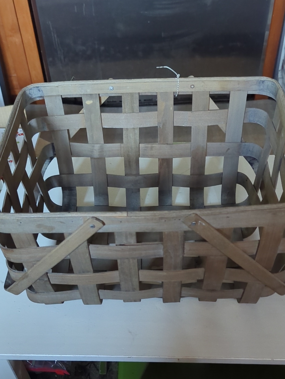 New Hobby Lobby Woven Wood Storage Gray Brown Basket